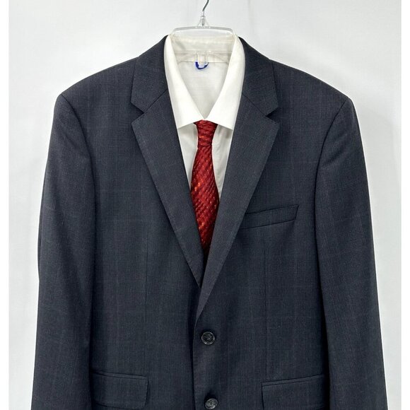 HUGO BOSS jacket blazer sport coat james4/sharp6 100% wool glen plaid gray 40R - Picture 3 of 10